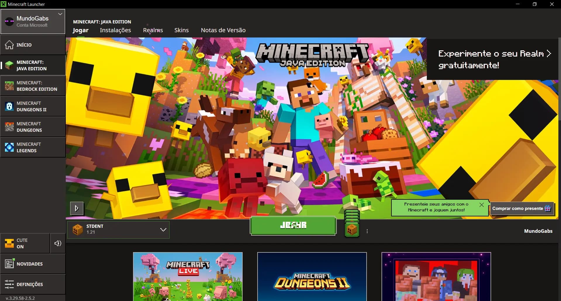 Baixe o Minecraft Java Edition